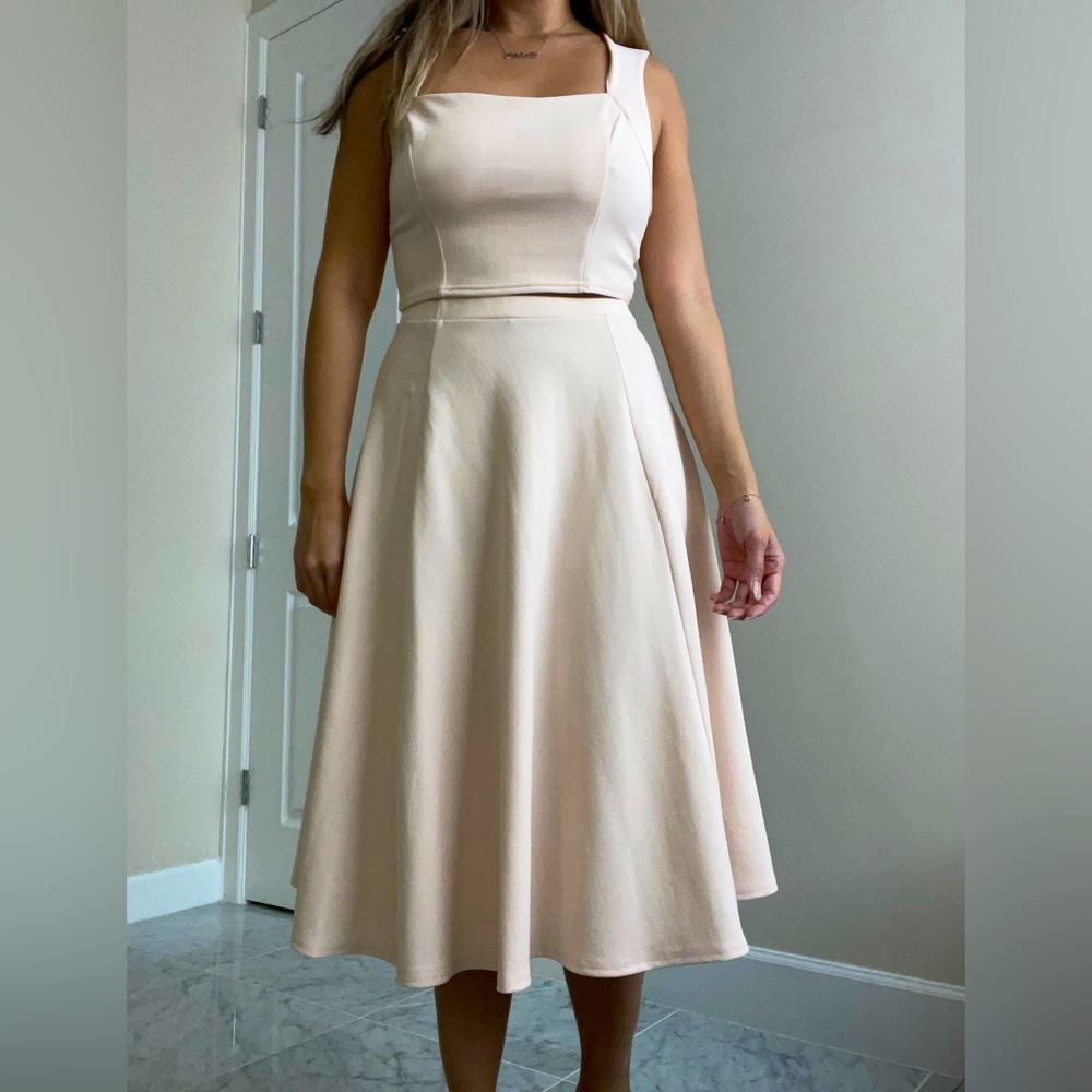 BRAND NEW WITH TAGS BOOHOO BLUSH TWO PIECE OUTFIT SKIRT AND TOP